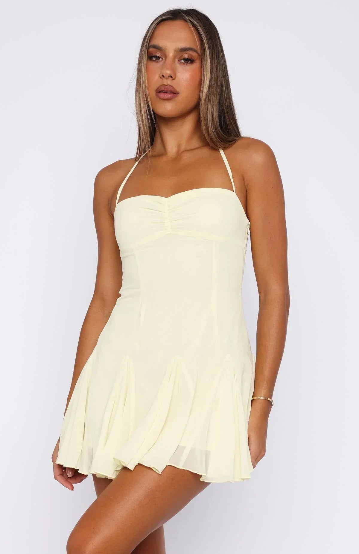 Think I'M In Love Mini Dress Lemon