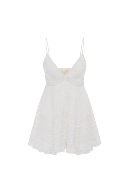 Alonna Cotton Lace-Trimmed Mini Dress - White