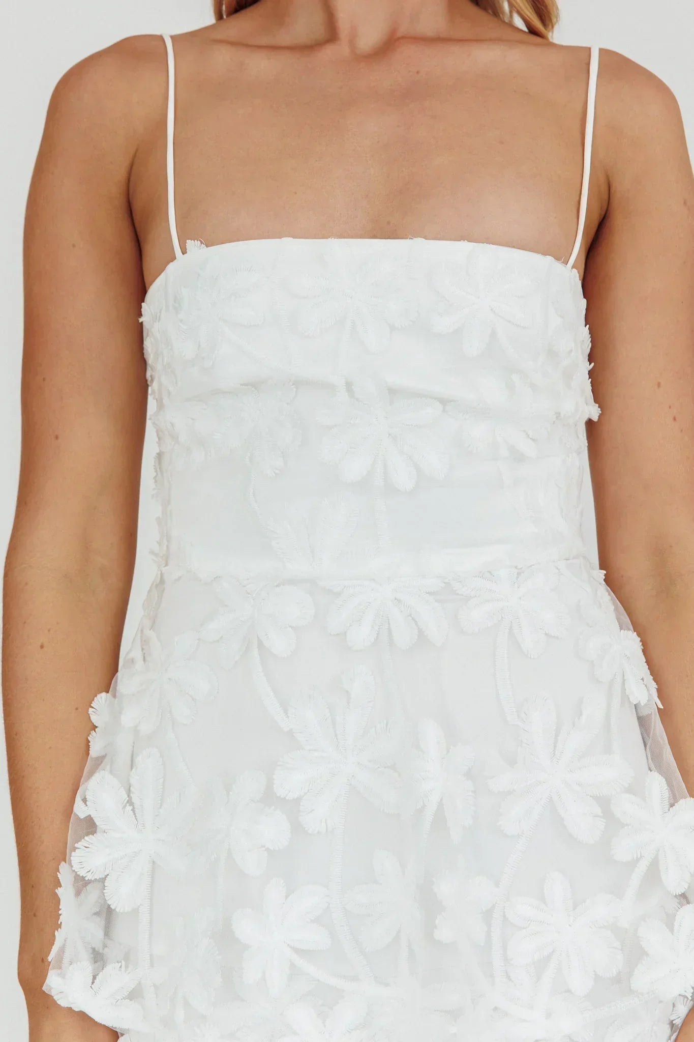 Dori Floral Embellished Maxi Dress White