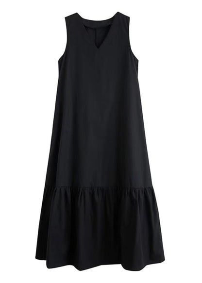Style Black Oversized Exra Large Hem Cotton Holiday Dress Summer