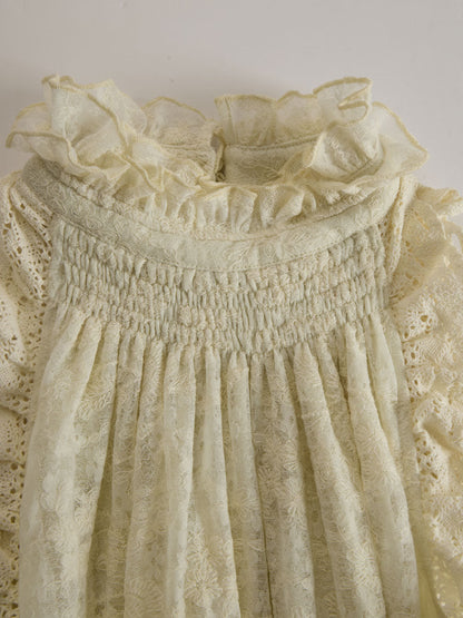 Vacation Retro Beige Lace Sleeveless Ruffled Mini Dress