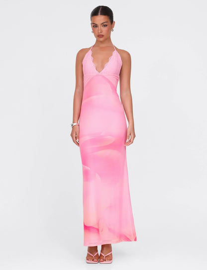 Denae Maxi Dress - Pink : Floral : Pink Blossom