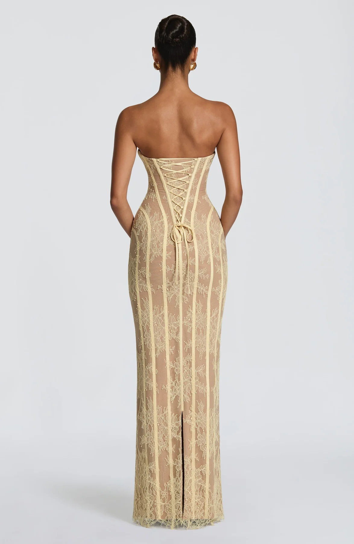 Strapless Off Shoulder Lace Corset Back Mermaid Maxi Evening Dress