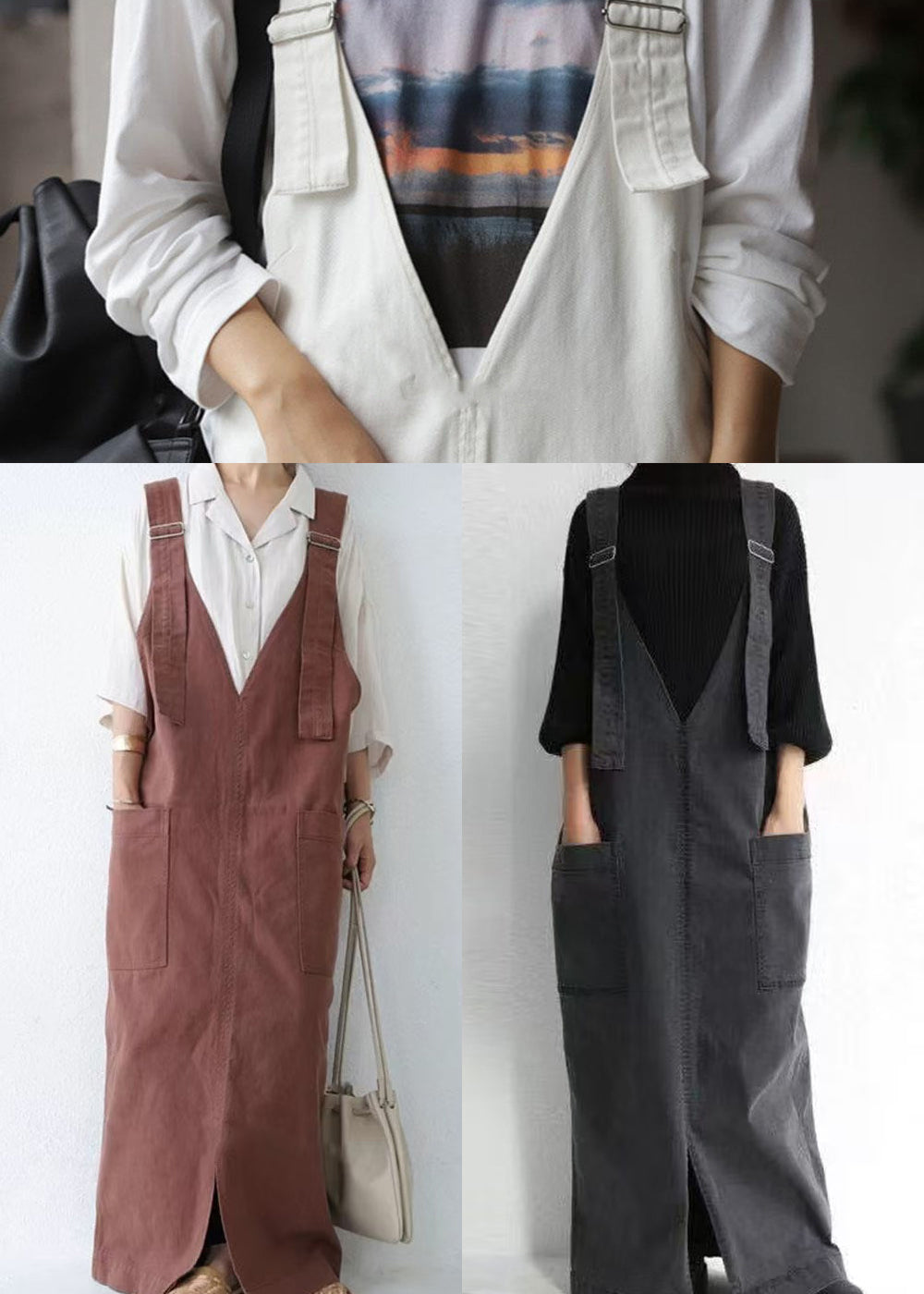 Style Brick Red Oversized Side Open Cotton Dress Summer