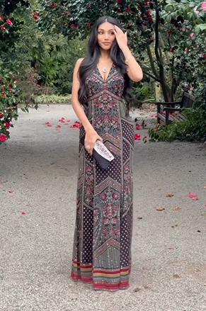 Bohemian Vintage Print Deep V Backless Slip Maxi Dress | Ethnic Style Vacation Waist-Tight Slimming Dress