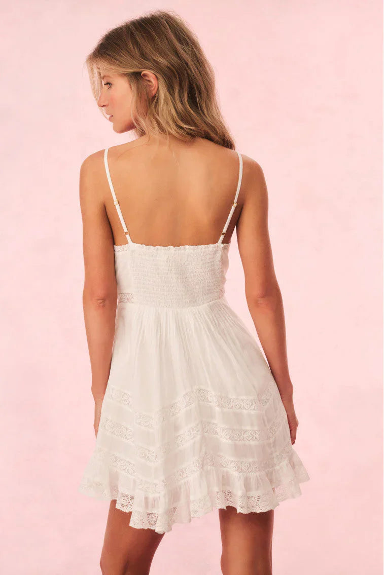 Alonna Cotton Lace-Trimmed Mini Dress - White