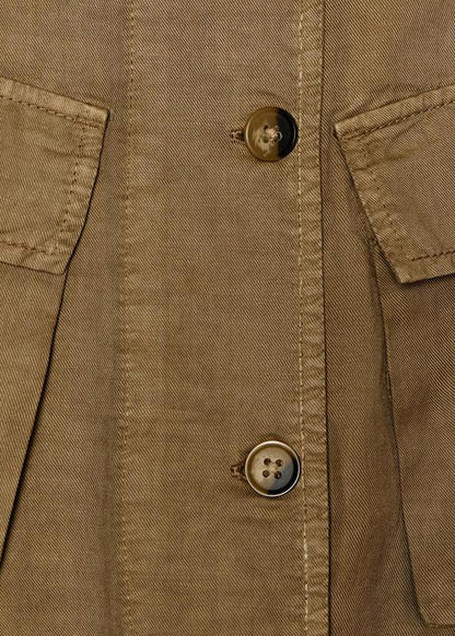 Vintage Tan Peter Pan Collar Button Cotton Mid Dress Sleeveless